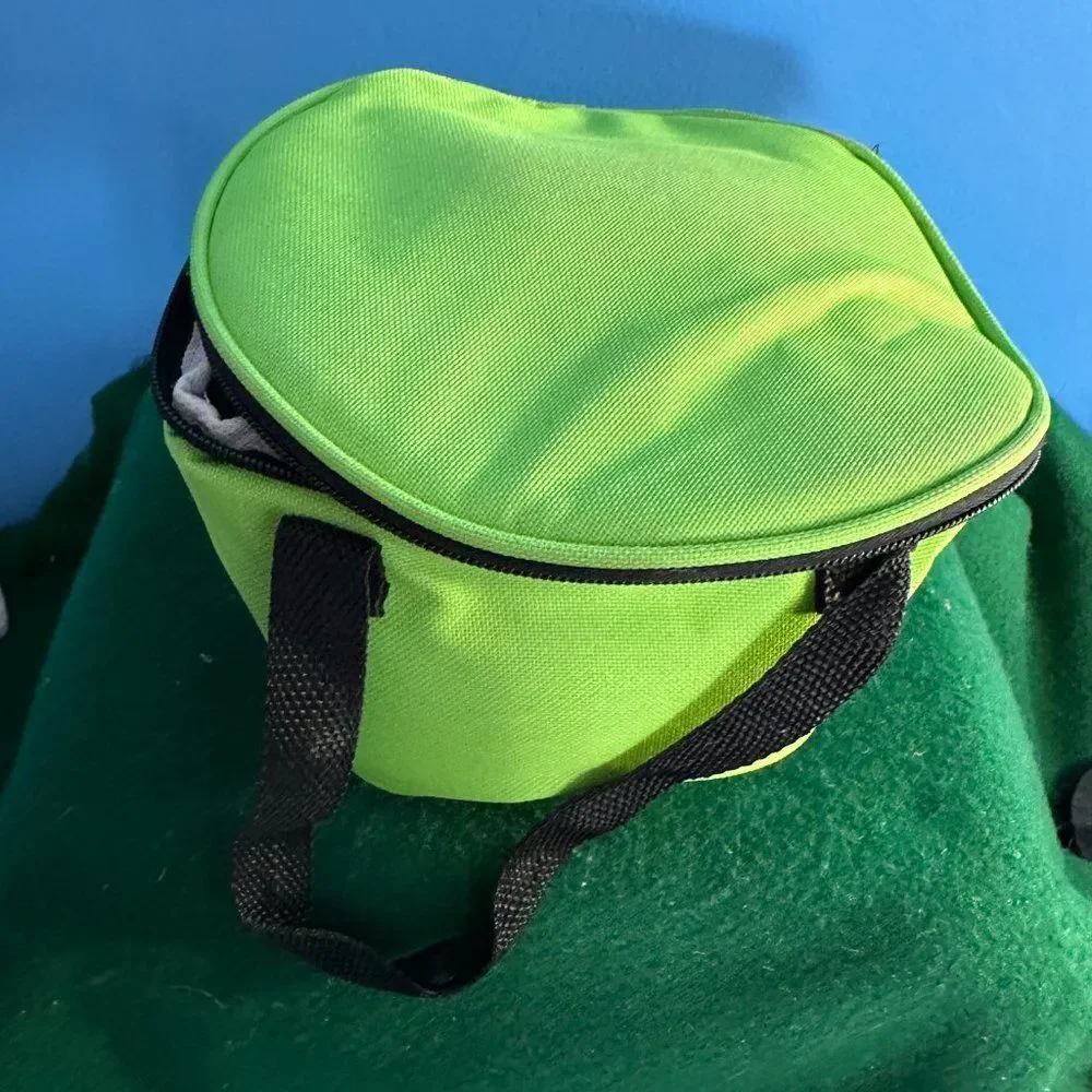 Insulated Lunch Bag Bright Green Round Shape with Ice Packs – Reusable Cooler